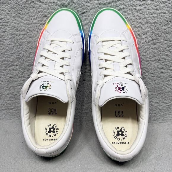 Converse Golf Le Fleur One Star Ox Mens Size 13 Sneakers White Rainbow Leather - Picture 6 of 10